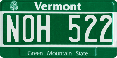 VT license plate NOH522