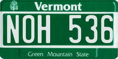 VT license plate NOH536