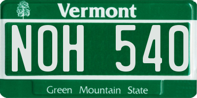 VT license plate NOH540