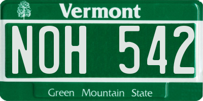 VT license plate NOH542