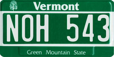 VT license plate NOH543