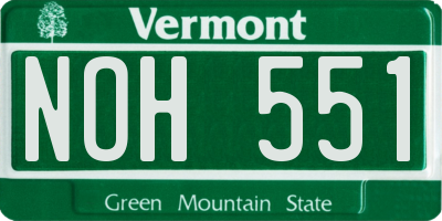 VT license plate NOH551
