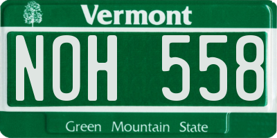 VT license plate NOH558