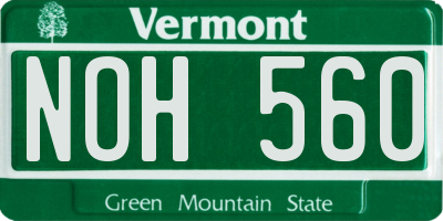 VT license plate NOH560