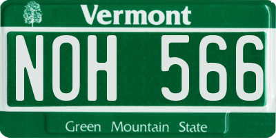 VT license plate NOH566