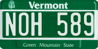 VT license plate NOH589