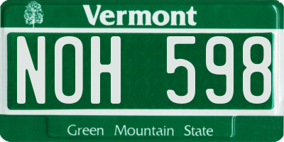 VT license plate NOH598