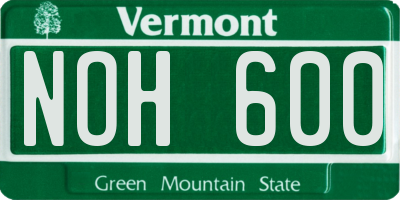 VT license plate NOH600