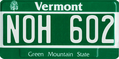 VT license plate NOH602