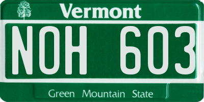 VT license plate NOH603