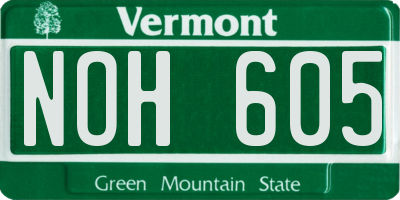 VT license plate NOH605