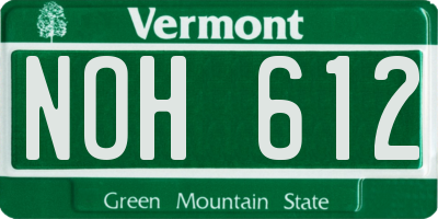 VT license plate NOH612
