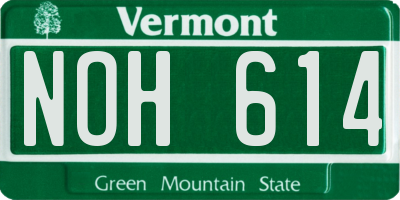 VT license plate NOH614