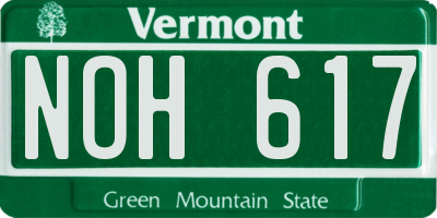 VT license plate NOH617