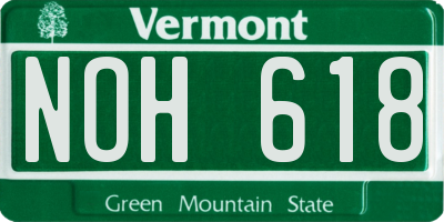 VT license plate NOH618