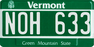 VT license plate NOH633