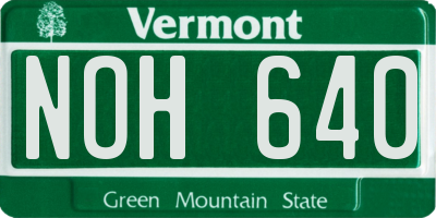 VT license plate NOH640