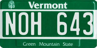 VT license plate NOH643