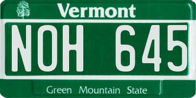 VT license plate NOH645