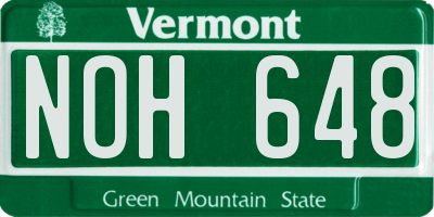 VT license plate NOH648