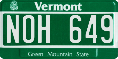 VT license plate NOH649