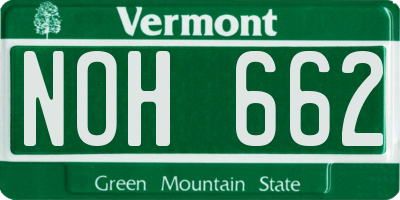 VT license plate NOH662