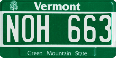VT license plate NOH663
