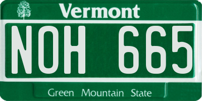 VT license plate NOH665