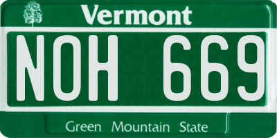 VT license plate NOH669