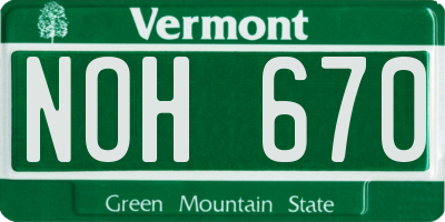 VT license plate NOH670
