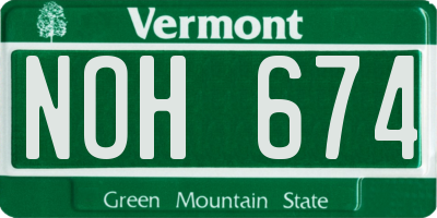 VT license plate NOH674