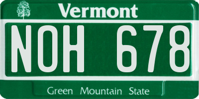 VT license plate NOH678