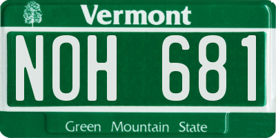 VT license plate NOH681