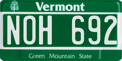 VT license plate NOH692