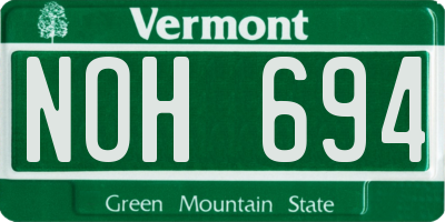 VT license plate NOH694
