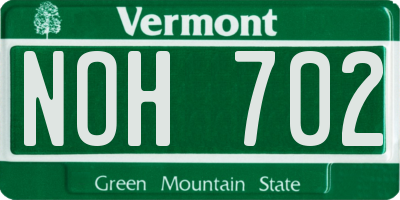 VT license plate NOH702