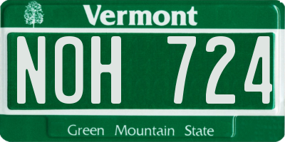 VT license plate NOH724