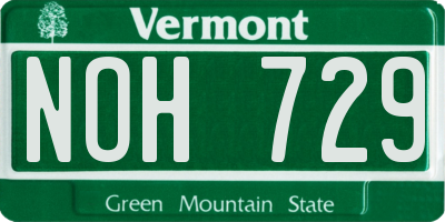 VT license plate NOH729