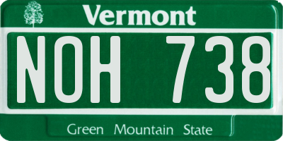 VT license plate NOH738