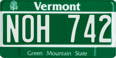 VT license plate NOH742