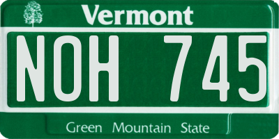 VT license plate NOH745