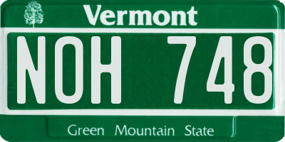 VT license plate NOH748
