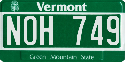 VT license plate NOH749
