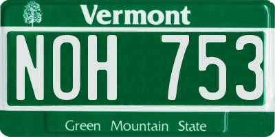 VT license plate NOH753