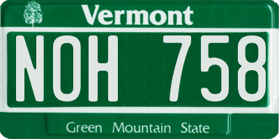 VT license plate NOH758