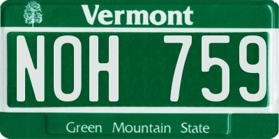 VT license plate NOH759