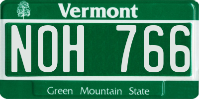 VT license plate NOH766
