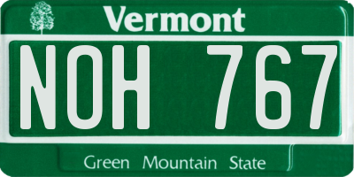 VT license plate NOH767