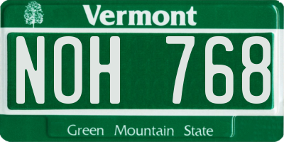 VT license plate NOH768