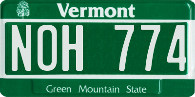 VT license plate NOH774